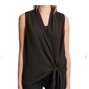 Allsaints Ava Tie Top in dark grey